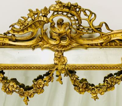 19Th Century Louis XVI Style Console Wall Mirror Gilt Wood 