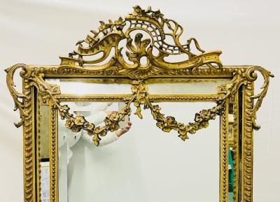19Th Century Louis XVI Style Console Wall Mirror Gilt Wood 