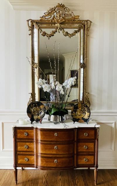19Th Century Louis XVI Style Console Wall Mirror Gilt Wood 