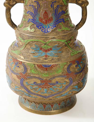 19c Bronze Cloisonne Dragon Vessels