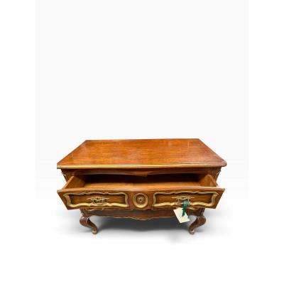 19c Style Italian Gilded Walnut Chest of Drawers Commode