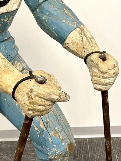 19th 20th C American Wood Lifesize Figure Skier Original Paint Olympian