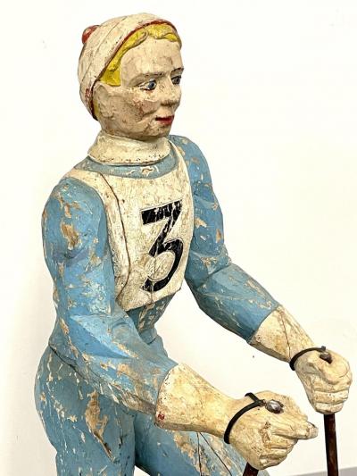 19th 20th C American Wood Lifesize Figure Skier Original Paint Olympian