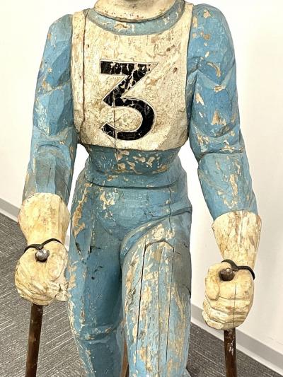 19th 20th C American Wood Lifesize Figure Skier Original Paint Olympian