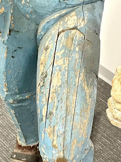 19th 20th C American Wood Lifesize Figure Skier Original Paint Olympian