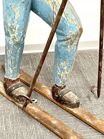 19th 20th C American Wood Lifesize Figure Skier Original Paint Olympian