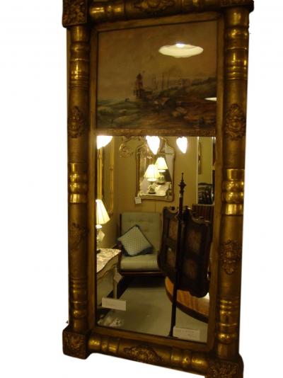19th 20th Century Federal Style Crest Mirror