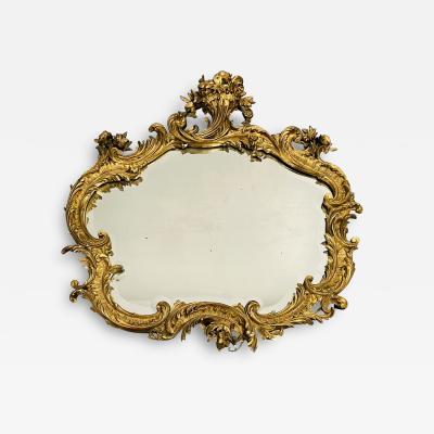19th 20th Century Giltwood French Mirror Wall or Console Floral Decorated