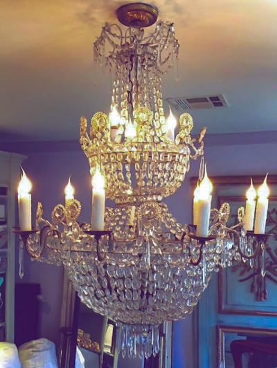 19th C 12 light Swedish Chandelier