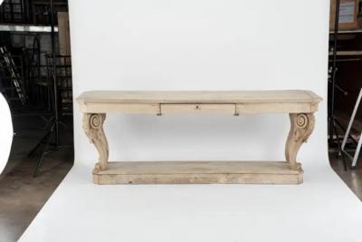 19th C Bleached Wood Drapers Table or Console
