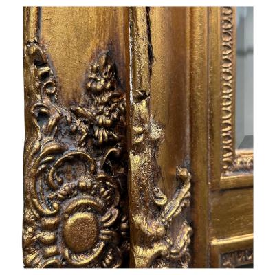 19th C French Neoclassical Beveled Trumeau Mirror Cherub Bas Relief Panel