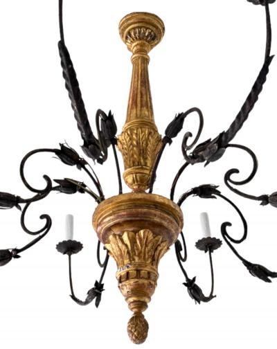 19th C Giltwood Tuscan 8 Lite Chandelier