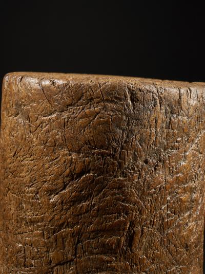 19th C Large Mortar carved from One Single Piece of Wood