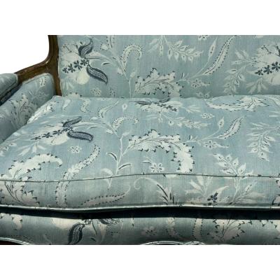 19th C Louis XV Style Canap Sofa in Eden Serene Fabric by Schuyler Samperton