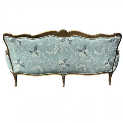 19th C Louis XV Style Canap Sofa in Eden Serene Fabric by Schuyler Samperton