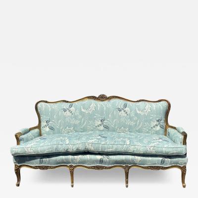 19th C Louis XV Style Canap Sofa in Eden Serene Fabric by Schuyler Samperton