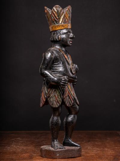 19th C Oakwood Counter top Cigar store Indian statue Netherlands 