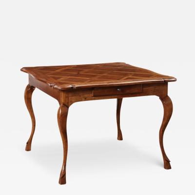 19th C Styla Louis XV French Provincial Parquetry Game Table