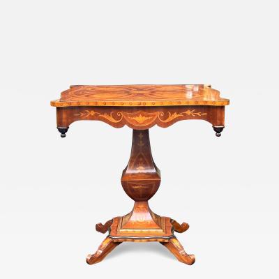 19th C Style Biedermeier Inlaid Side Table W Ebony Details