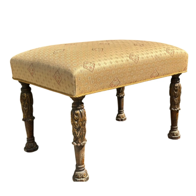 19th C Style Carved Italian Stool Bench Ottoman