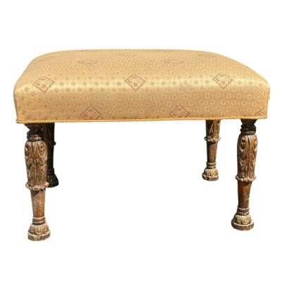 19th C Style Carved Italian Stool Bench Ottoman