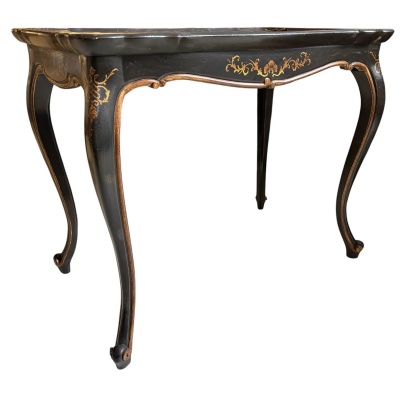 19th C Style Chinoiserie Black Gold Side Table