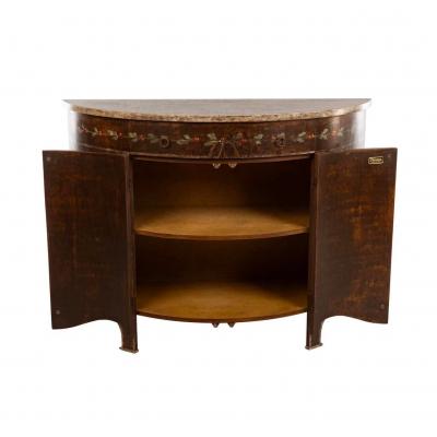 19th C Style Italian Painted Turazza Demilune Console Cabinet