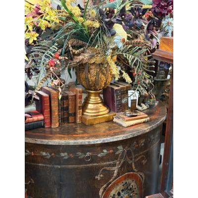 19th C Style Italian Painted Turazza Demilune Console Cabinet