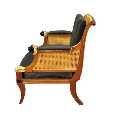 19th C Style Regency Mahogany Cane Back Giltwood Bergere Armchair