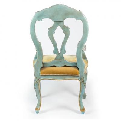19th C Style Venetian Painted Italian Arm Chair