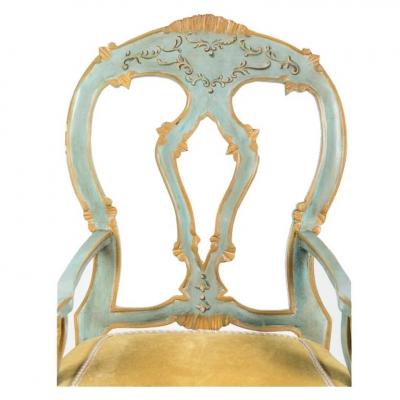 19th C Style Venetian Painted Italian Arm Chair
