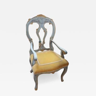 19th C Style Venetian Painted Italian Arm Chair