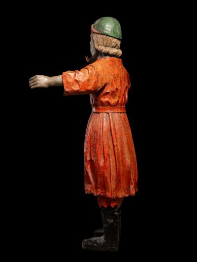 19th C Tobacco Shop Publicity Statue smoking a pipe polychromed wood