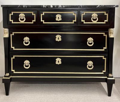 19th Cent Ebony Empire Commode or Nightstand Refinished Bronze Mounted