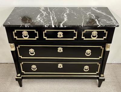 19th Cent Ebony Empire Commode or Nightstand Refinished Bronze Mounted