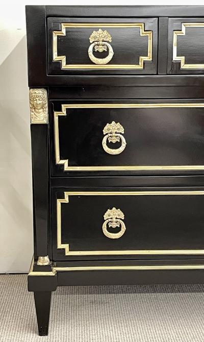 19th Cent Ebony Empire Commode or Nightstand Refinished Bronze Mounted