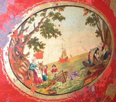 19th Cent Empire Red Tole Tray