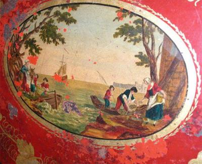 19th Cent Empire Red Tole Tray