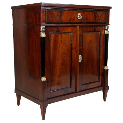 19th Cent Mahogany Empire Commode Half Cabinet Gilt Caryatids DE ca 1815