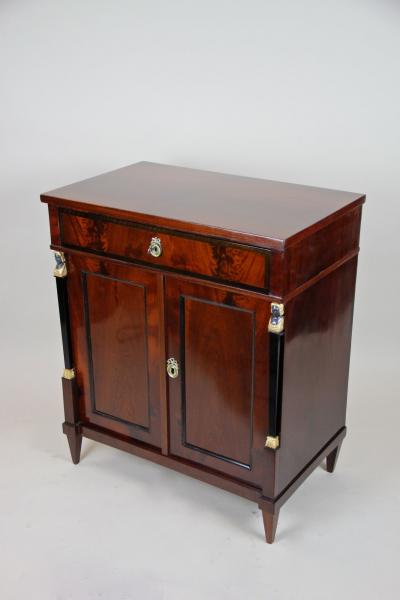 19th Cent Mahogany Empire Commode Half Cabinet Gilt Caryatids DE ca 1815
