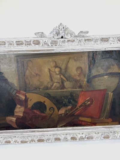 19th Century Allegorical Still Life Oil Inset Dessus de Porte or Overdoor Panel