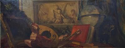 19th Century Allegorical Still Life Oil Inset Dessus de Porte or Overdoor Panel