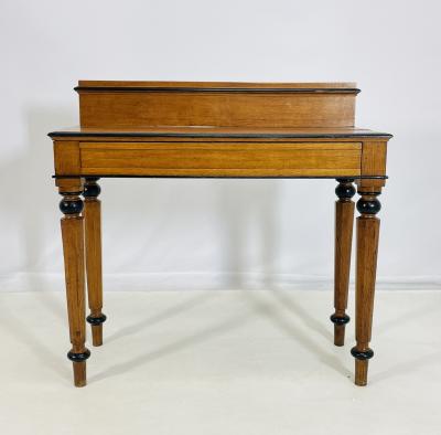 19th Century American Classical Revival Writing Table in Solid Oak with Ebonized