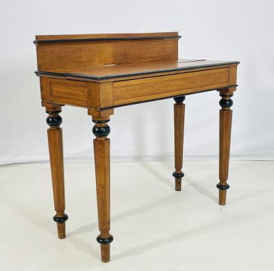 19th Century American Classical Revival Writing Table in Solid Oak with Ebonized