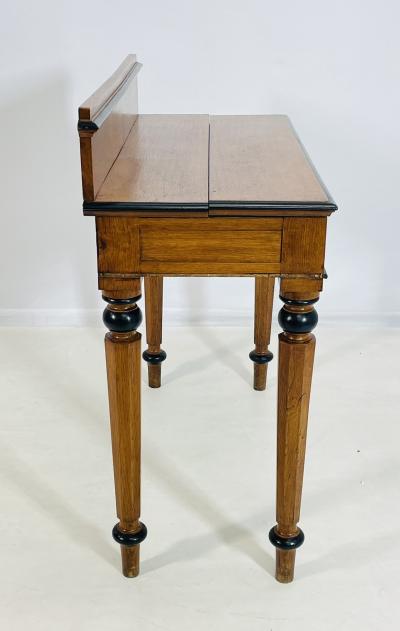 19th Century American Classical Revival Writing Table in Solid Oak with Ebonized