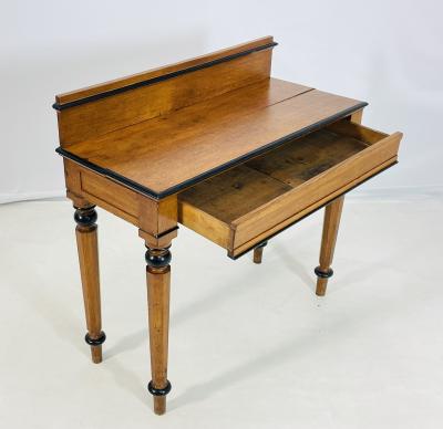 19th Century American Classical Revival Writing Table in Solid Oak with Ebonized
