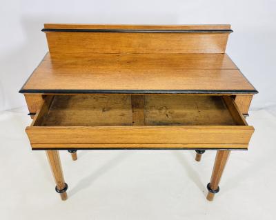 19th Century American Classical Revival Writing Table in Solid Oak with Ebonized