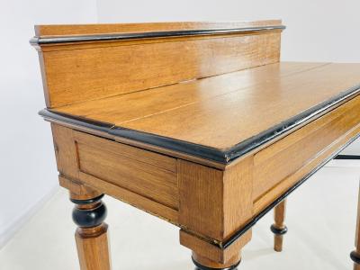 19th Century American Classical Revival Writing Table in Solid Oak with Ebonized