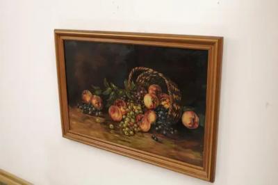 19th Century American Framed Still Life Painting Depicting Peaches and Grapes