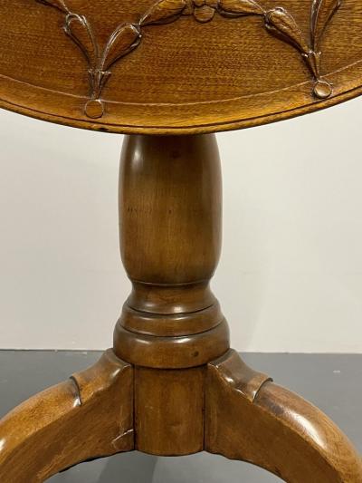 19th Century American Pie Crust Table Tilt Top Solid Wood Carved